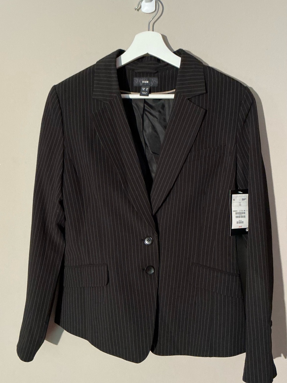 NWT - H&M Black Pinstripe Suit Jacket (pants also available)
